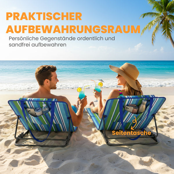 Strandmatte klappbar 2er Set mit verstellbarer Rückenlehne