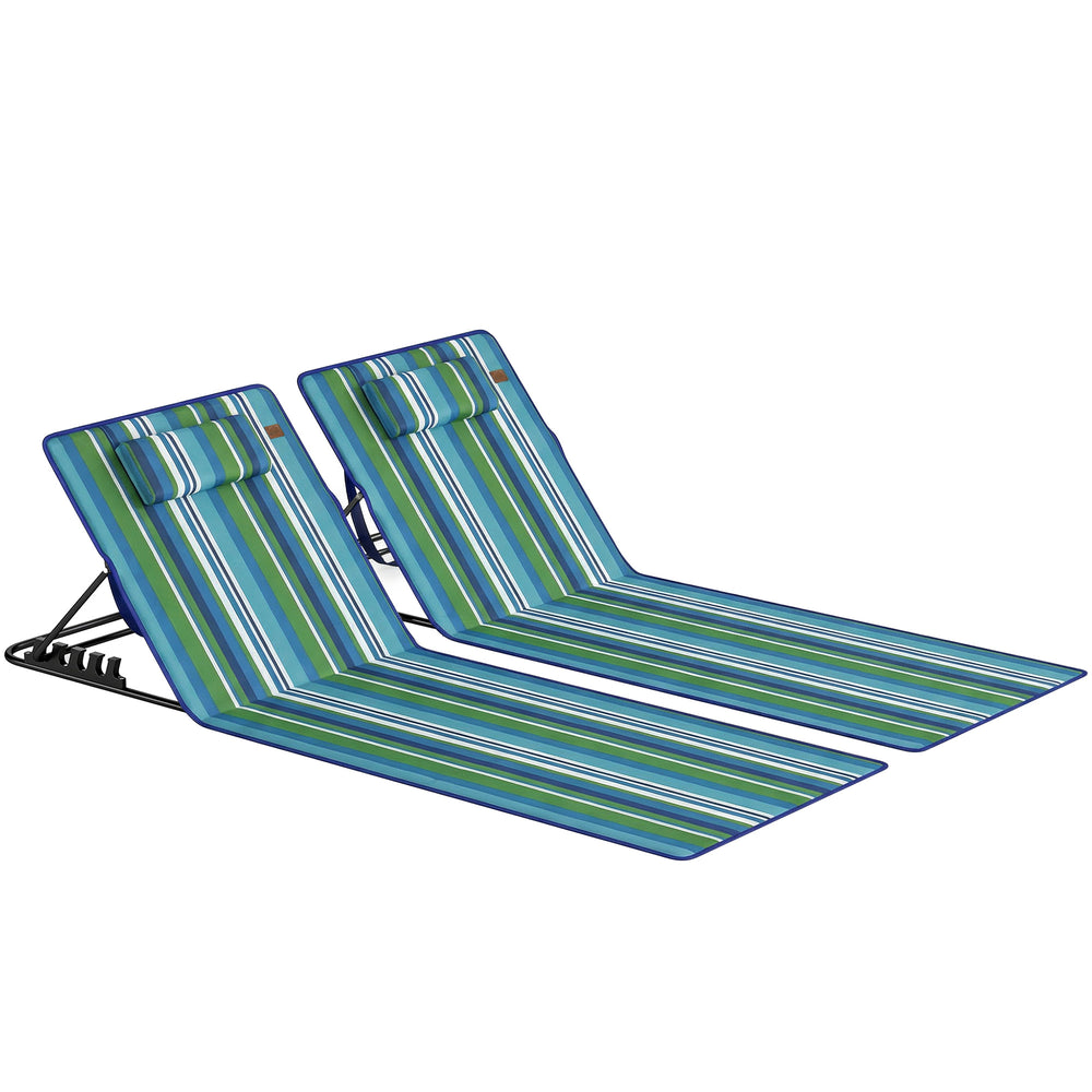 Strandmatte klappbar 2er Set mit verstellbarer Rückenlehne