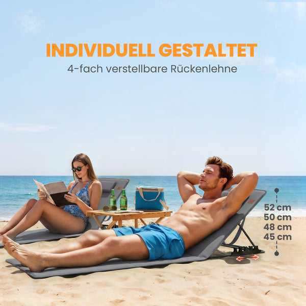 Strandmatte klappbar 2er Set mit Rückenlehne und Kopfstütze