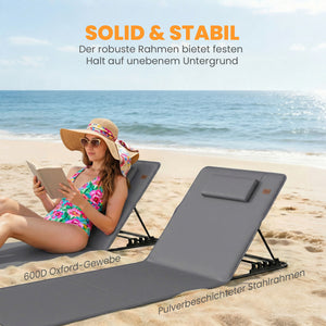Strandmatte klappbar 2er Set mit Rückenlehne und Kopfstütze