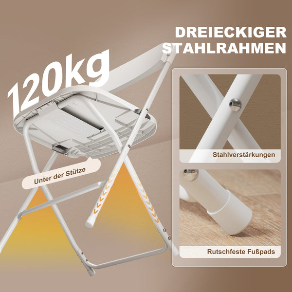 Stühle 6er-Set klappbar faltbar mit Stahlrahmen weiss