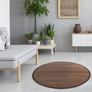 Bambusmatte 200 cm rund dunkelbraun Bambusteppich Teppich
