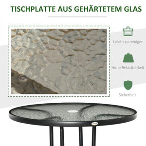 Gartentisch Garten Beistelltisch Gartenmöbel Balkontisch  mit Schirmloch Schwarz Ø80 x 72 cm