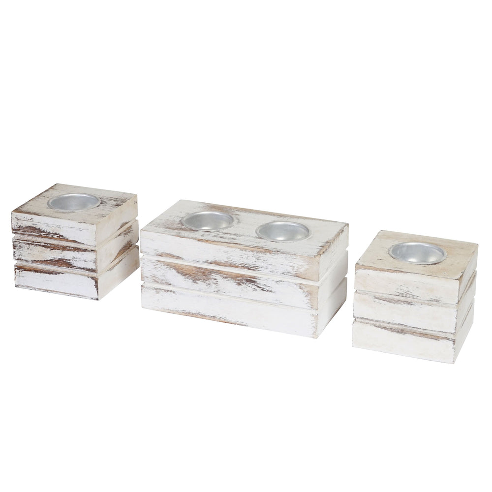 Teelichthalter Set im Shabby Vintage Look 4-teilig weiss