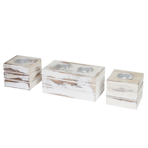 Teelichthalter Set im Shabby Vintage Look 4-teilig weiss