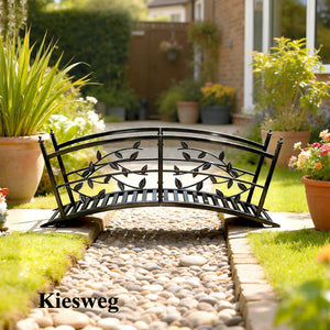 Teichbrücke Gartenbrücke mit Geländer antik rostfrei 120cm Metall