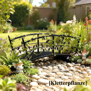Teichbrücke Gartenbrücke mit Geländer antik rostfrei 120cm Metall