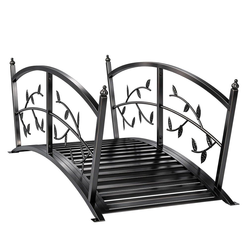 Teichbrücke Gartenbrücke mit Geländer antik rostfrei 120cm Metall