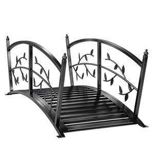 Teichbrücke Gartenbrücke mit Geländer antik rostfrei 120cm Metall