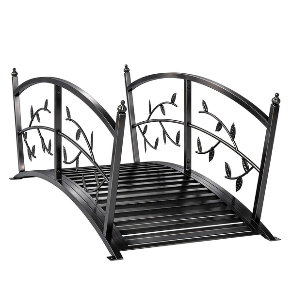 Teichbrücke Gartenbrücke mit Geländer antik rostfrei 120cm Metall