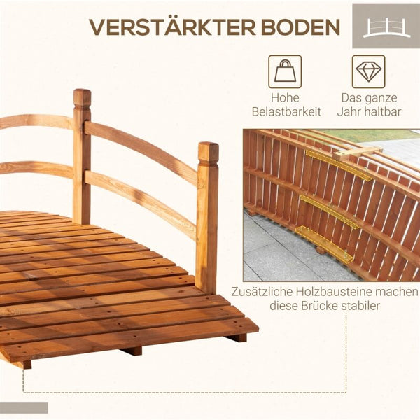 Teichbrücke Gartenbrücke Holzbrücke 185 cm x 72 cm x 58 cm