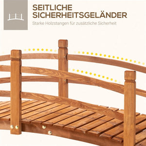 Teichbrücke Gartenbrücke Holzbrücke 185 cm x 72 cm x 58 cm