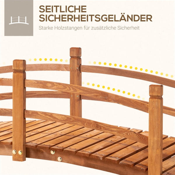 Teichbrücke Gartenbrücke Holzbrücke 185 cm x 72 cm x 58 cm