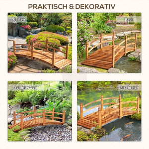 Teichbrücke Gartenbrücke Holzbrücke 185 cm x 72 cm x 58 cm