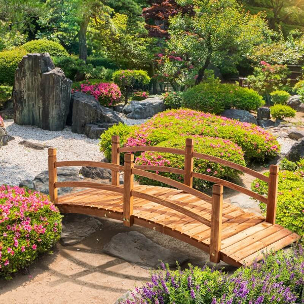Teichbrücke Gartenbrücke Holzbrücke 185 cm x 72 cm x 58 cm