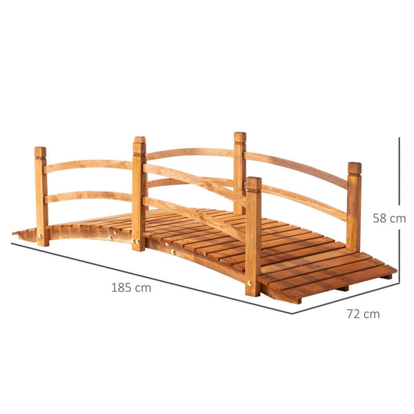 Teichbrücke Gartenbrücke Holzbrücke 185 cm x 72 cm x 58 cm
