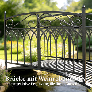 Teichbrücke Gartenbrücke antik rostbeständig mit Geländer für Teich Metall