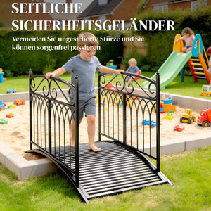 Teichbrücke Gartenbrücke antik rostbeständig mit Geländer für Teich Metall