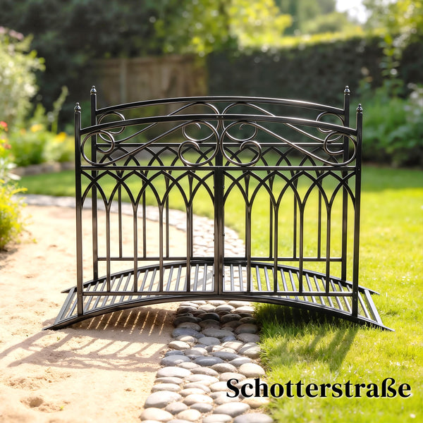 Teichbrücke Gartenbrücke antik rostbeständig mit Geländer für Teich Metall
