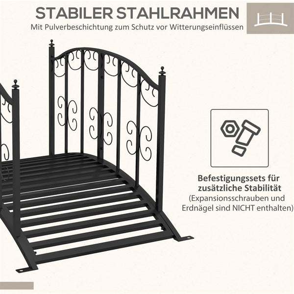 Teichbrücke Gartenbrücke im Vintage Stil für Garten und Teich Metall
