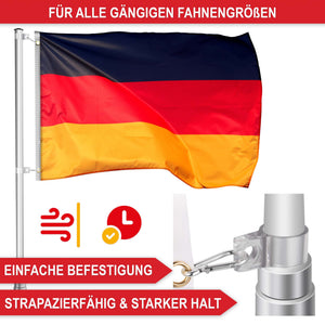 Teleskop-Fahnenmast 6.2m mit 3 Flaggen CH + DE + PARTY