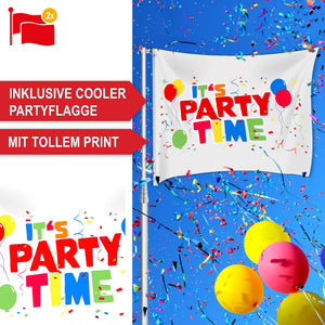 Teleskop-Fahnenmast 6.2m mit 3 Flaggen CH + DE + PARTY