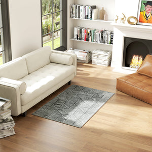 Teppich waschbar modern für Wohnzimmer 150x80cm dunkelgrau