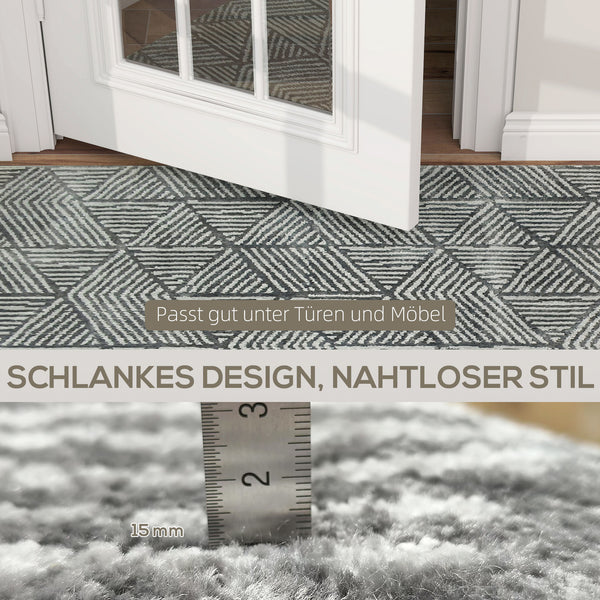 Teppich waschbar modern für Wohnzimmer 150x80cm dunkelgrau