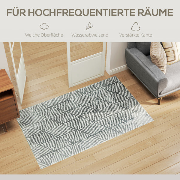 Teppich waschbar modern für Wohnzimmer 150x80cm dunkelgrau