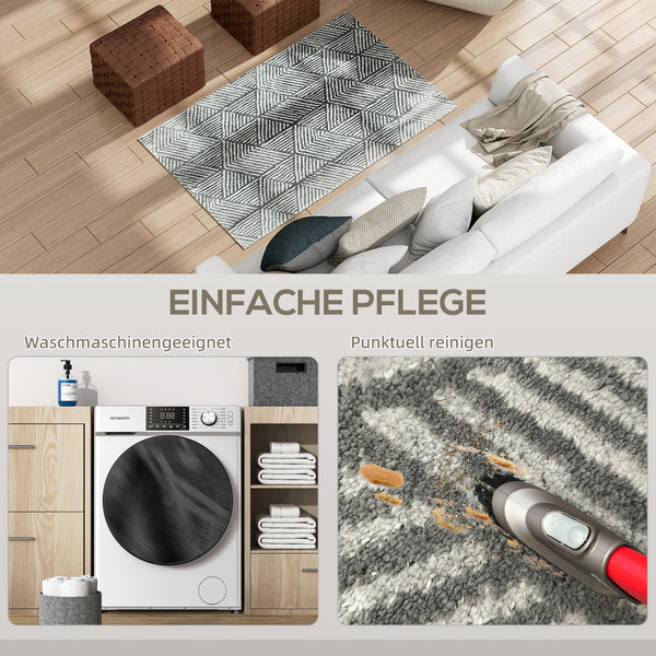 Teppich waschbar modern für Wohnzimmer 150x80cm dunkelgrau
