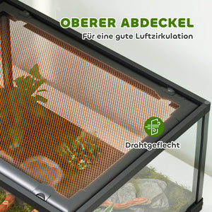 Terrarium für Reptilien verschliessbar mit Schiebetür 60x45x32cm