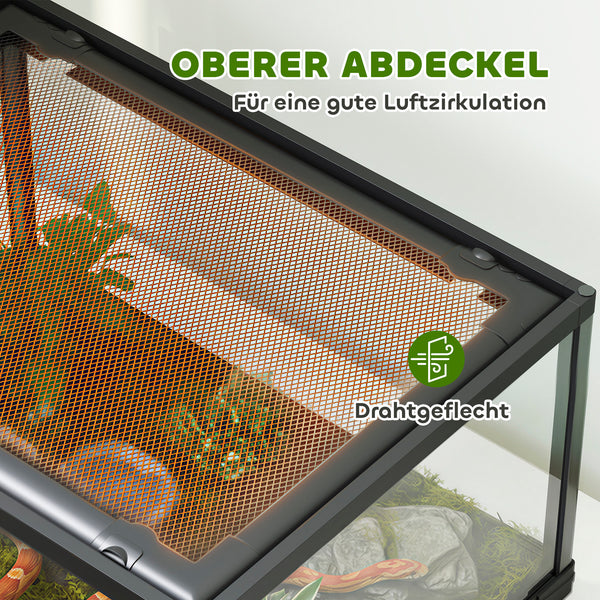 Terrarium für Reptilien verschliessbar mit Schiebetür 60x45x32cm