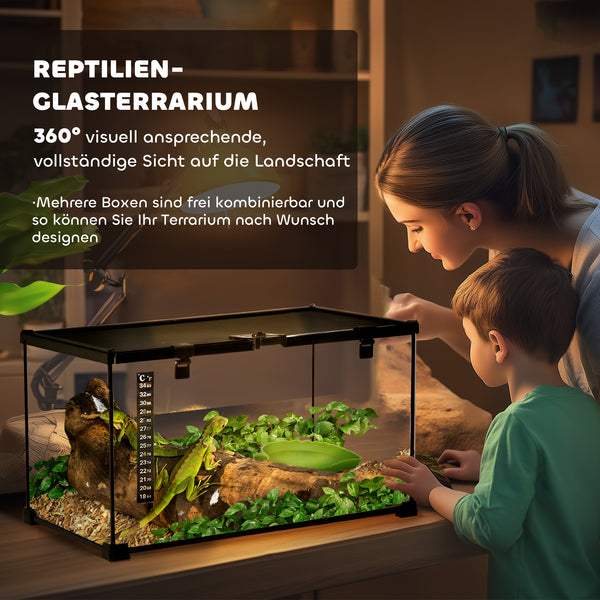 Terrarium glass terrarium 50x30x25cm with thermometer