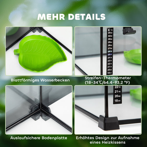 Terrarium glass terrarium 50x30x25cm with thermometer