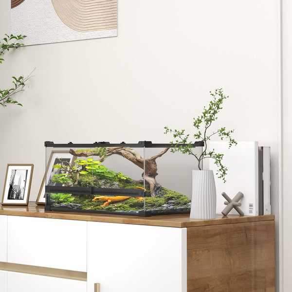 Terrarium für Reptilien mit wasserdichtem Boden und Schloss Glas