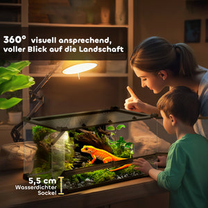 Terrarium für Reptilien mit wasserdichtem Boden und Schloss Glas
