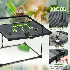 Terrarium für Reptilien Glas & Metall 50x30x35cm