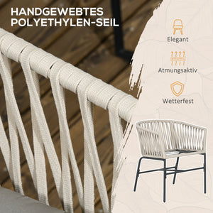 Terrassenstuhl 2er-Set Boho Stil mit Sitzauflagen waschbar beige