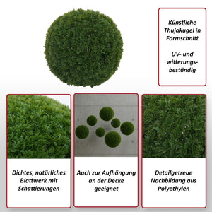 Künstlicher Thujabusch Ø32cm für Outdoor, Lebensbaum Dekopflanze