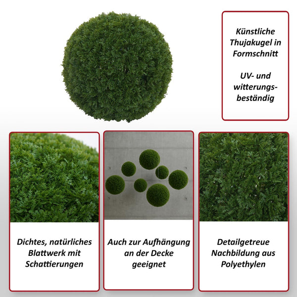 Künstlicher Thujabusch Ø32cm für Outdoor, Lebensbaum Dekopflanze