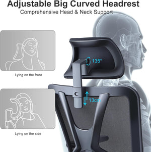 Ticova office chair with lumbar support and headrest