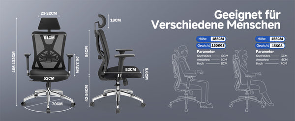 Ticova office chair with lumbar support and headrest