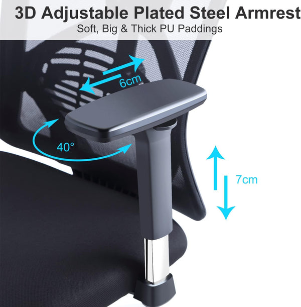 Ticova office chair with lumbar support and headrest