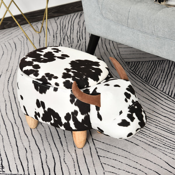 Tierhocker in Schweinchen-Design mit Stauraum Schwarz-Weiss