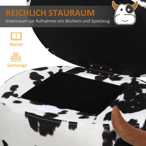 Tierhocker in Schweinchen-Design mit Stauraum Schwarz-Weiss