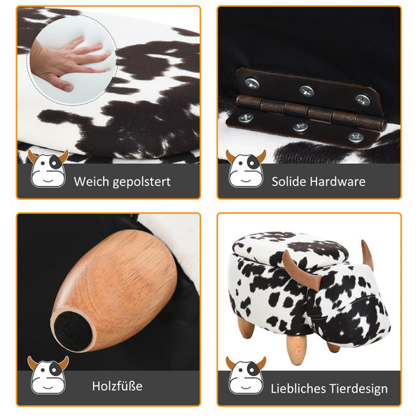 Tierhocker in Schweinchen-Design mit Stauraum Schwarz-Weiss