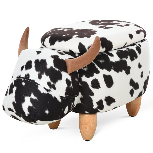 Tierhocker in Schweinchen-Design mit Stauraum Schwarz-Weiss