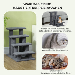 Tiertreppe 4 Stufen 635x43x60cm Grau