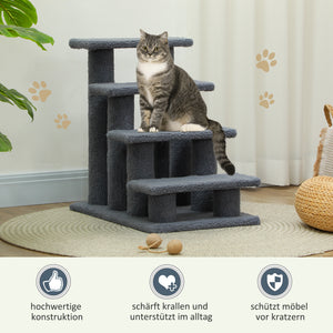 Tiertreppe 4 Stufen 635x43x60cm Grau