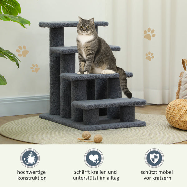 Tiertreppe 4 Stufen 635x43x60cm Grau
